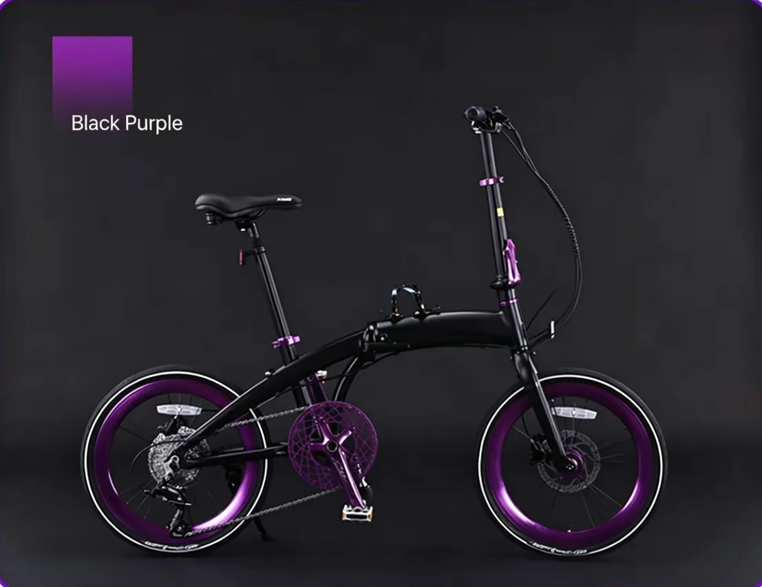 Vibrant Color Triple Folding Aluminum Alloy Bike Shimano 9 Speed Hydraulic Disc Brake Portable Urban Commuter Bicycle view 5