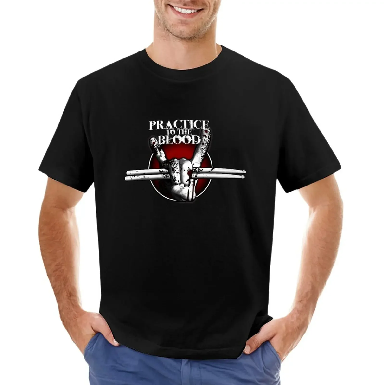 Cool Design for Drummers: Practice to the Blood T-Shirt Blouse plain summer top men t shirt