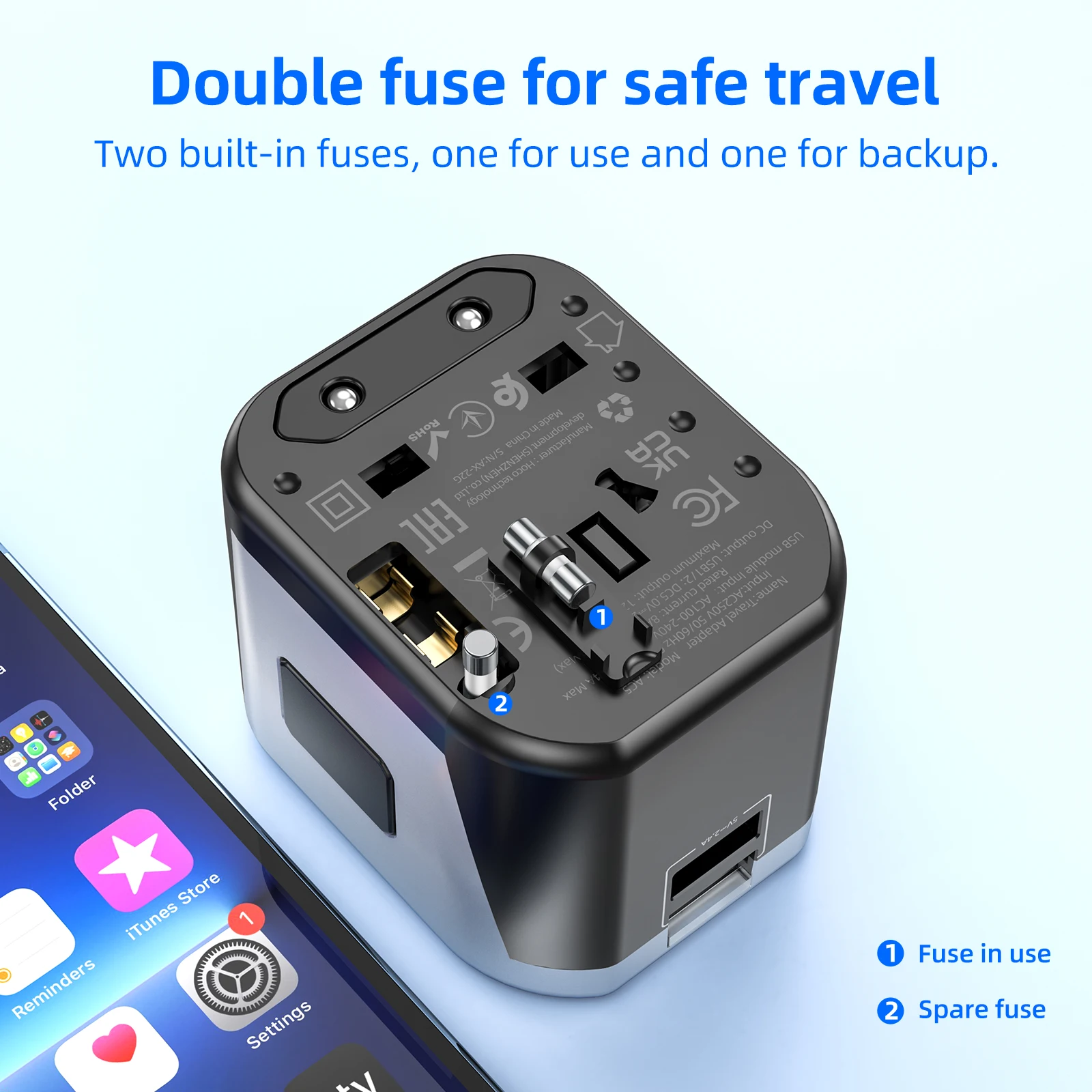 HOCO AC5 Universal Travel Multi Adapter US UK AU CN KR EU Plug Converter To Universal Wall Socket Home Conversion Plugs Adapters