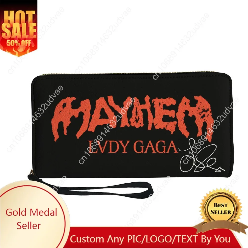 Lady Gaga Wallet Purse Mens Womens Teenagers Zipper Long Wallets Double Print Commuter Personalized Portable Wallet Gift Bag