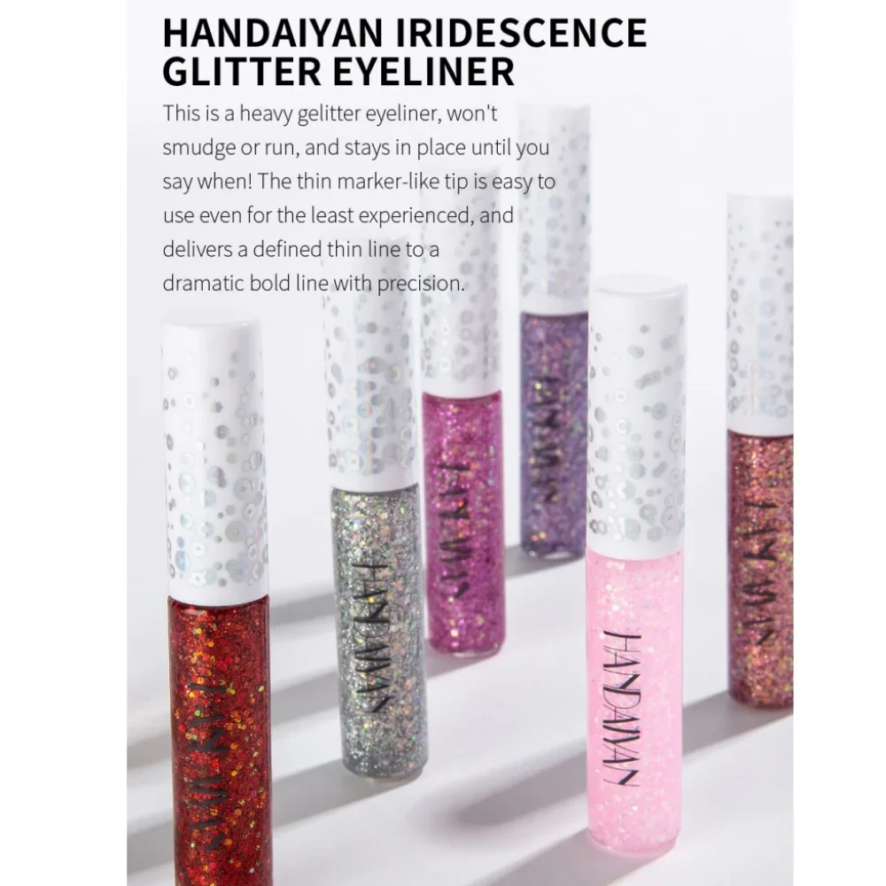 HANDAIYAN Eyeliner 12 pièces Iridescence paillettes Eyeliner ensemble imperméable longue durée miroitant pas de taches Eye Liner ombre à paupières
