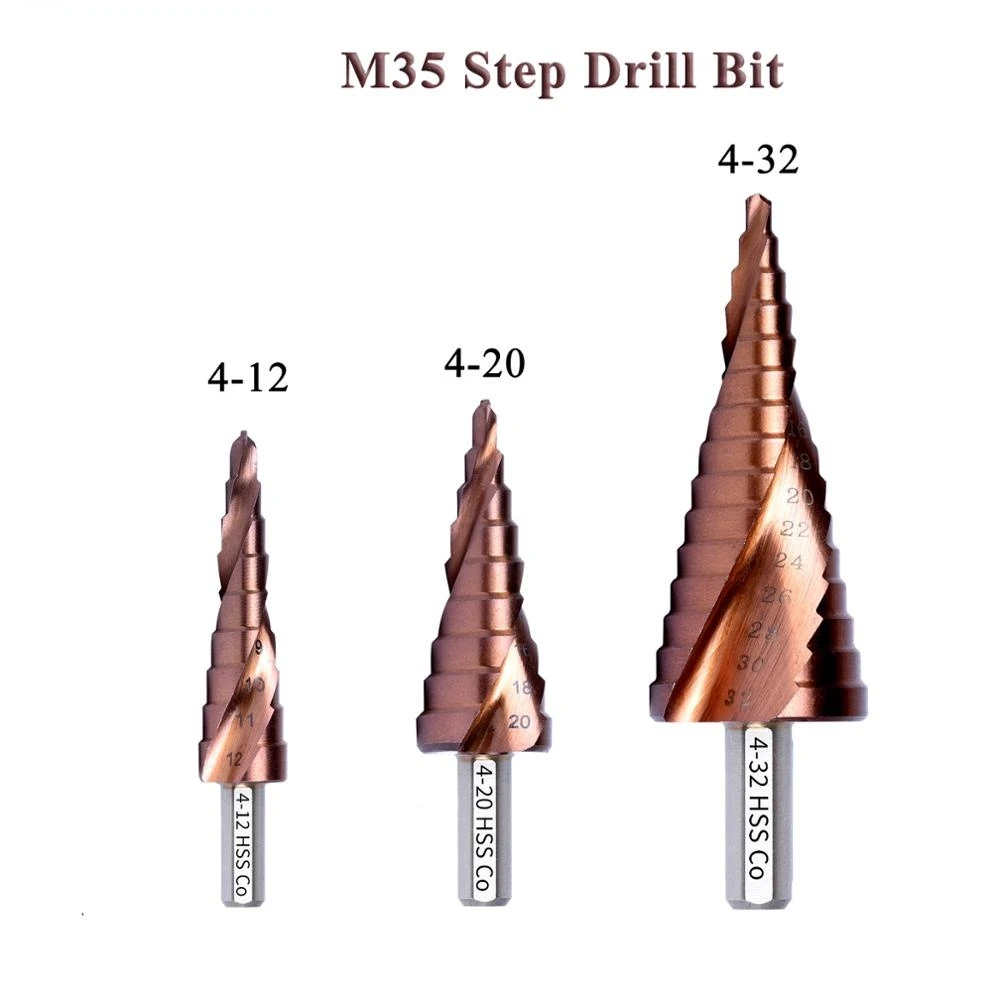 

M35 5% Cobalt HSS Step Drill Bit HSS CO High-Speed Steel Cone Triangle Shank Metal Drill Bits Tool Set Hole Cutter For Stainles