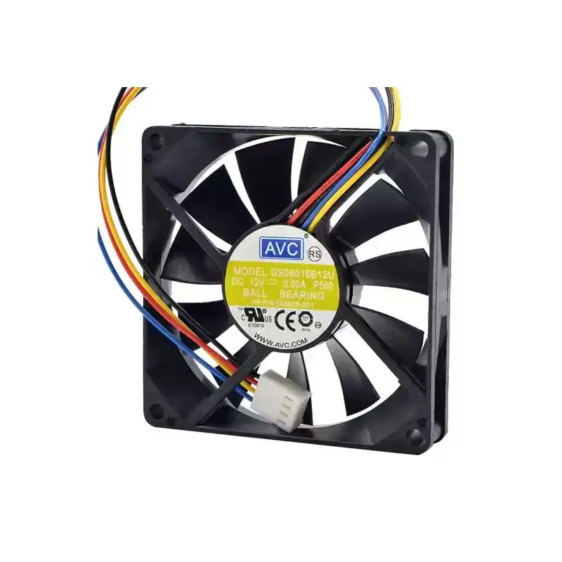 Ventilador de Refrigeración SLIDER DS08015B12U DC 12V 0.60A 8015, 80x80x15mm, Doble Rodamiento de Bolas, 4 Pines PWM, Ventilador Axial Ultra Delgado para Servidor HP y PC