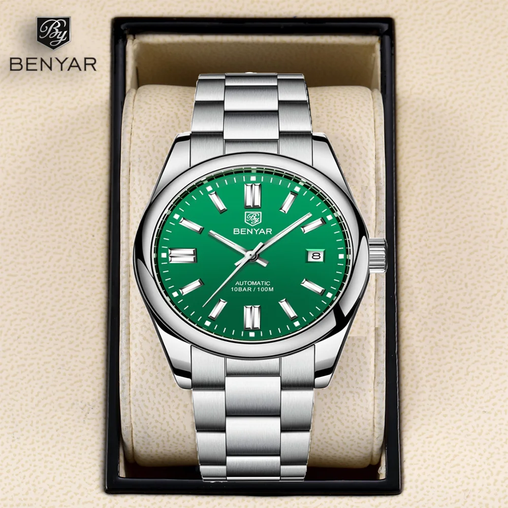 BENYAR Nuovo orologio da sub per uomo 10Bar Orologi da polso meccanici da uomo impermeabili Orologi automatici di lusso in acciaio inossidabile