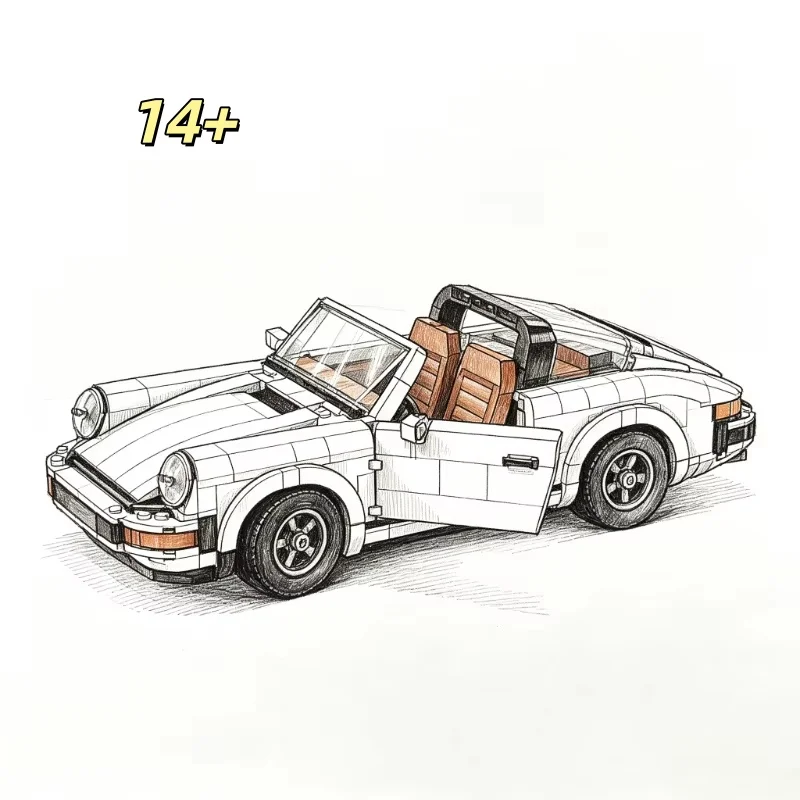 2026 Classic 1458-Piece Retro Racing Car Puzzle Model Kit Two-in-One MOC Hidden Toys Enthusiast Car Birthday Gift