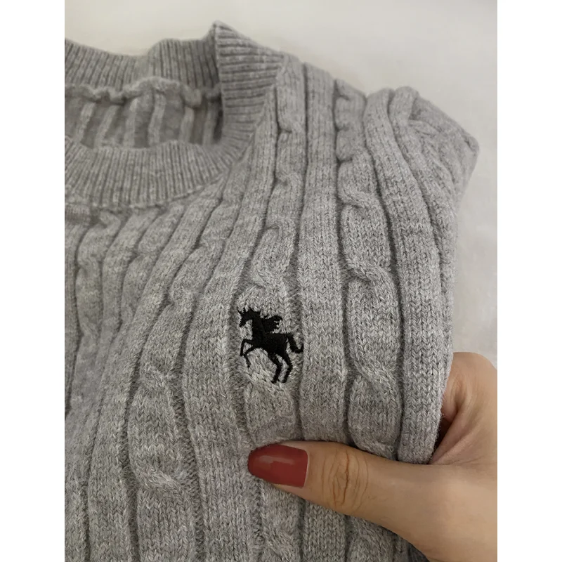 Winter Female Grey Pullover Cozy Cashmere Women Top Knitted Solid Jacket Embroidery Long Sleeve 2023 NEW Harajuku High Quality