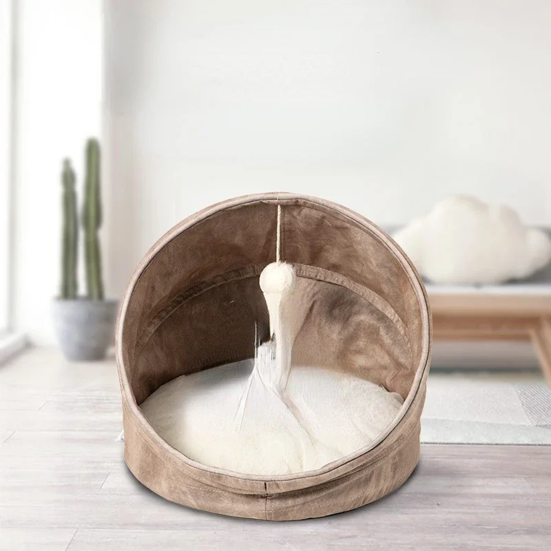 

Viral Cat Bed - Foldable Enclosed Kitty House, Cozy Pet Nest for Indoor Cats, Trendy Folding Cat Cave