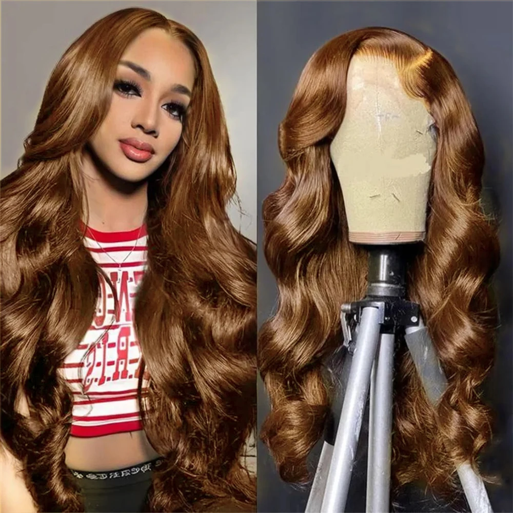 13x4 HD透明レースフロントウィッグ ダークブラウン人毛ウィッグ 生え際プレプラッキング済み 密度200% レースフロントウィッグ