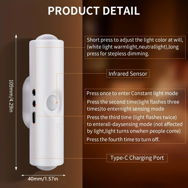 Lámpara LED nocturna USB para vehículos recreativos