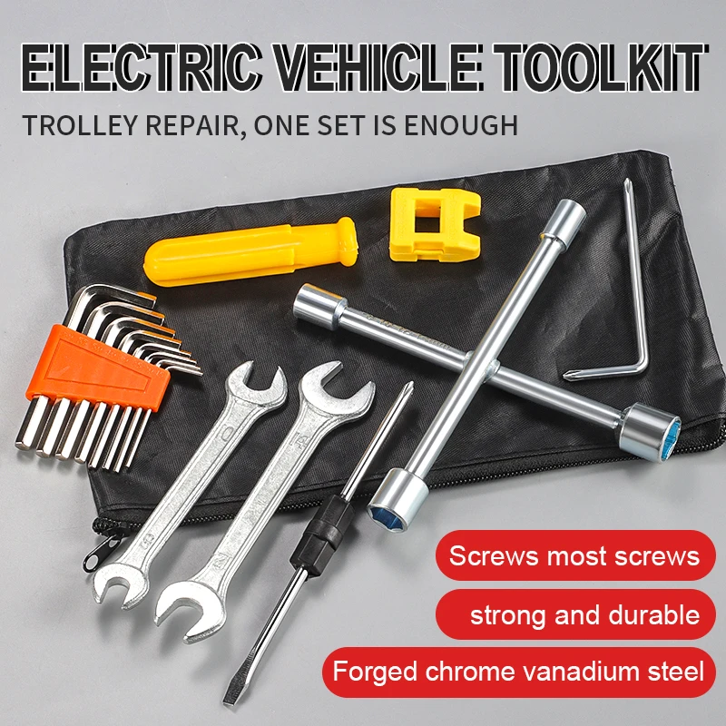

8 pcs/set Electric Bicycle Repair Storage Tool Kit Socket Wrench, Screwdriver Hexagonal Combination Set Home Repair Tools