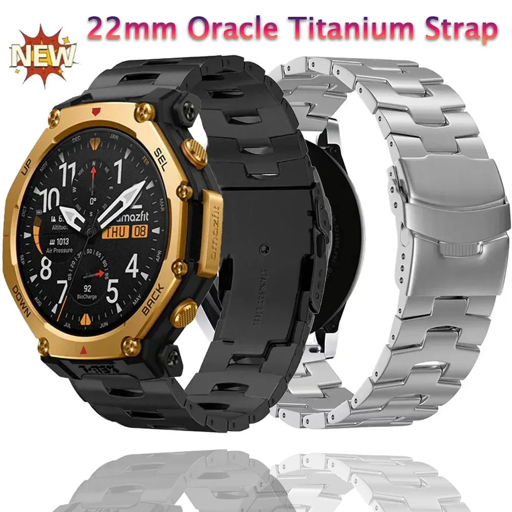

22mm Titanium Strap for Amazfit T-Rex3 Pro 48mm Helio/Balance 2-1/Bip 6-5 Bracelet Wristband For Huawei Watch 5-4 GT6-5-4 46mm