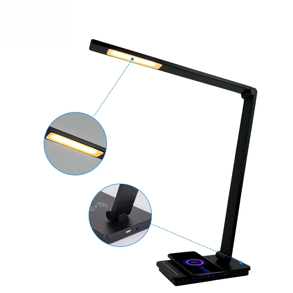 

Wholesale Modern Design Bedroom Bedside Usb Touch Study Led 10w Table Lamp With Qi Wireless Charging