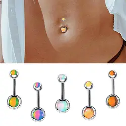 2023 New Bellybutton Piercing Fire Opal Navel Rings 10G Titanium Bell Button Ring Piercing Belly Button Jewelry