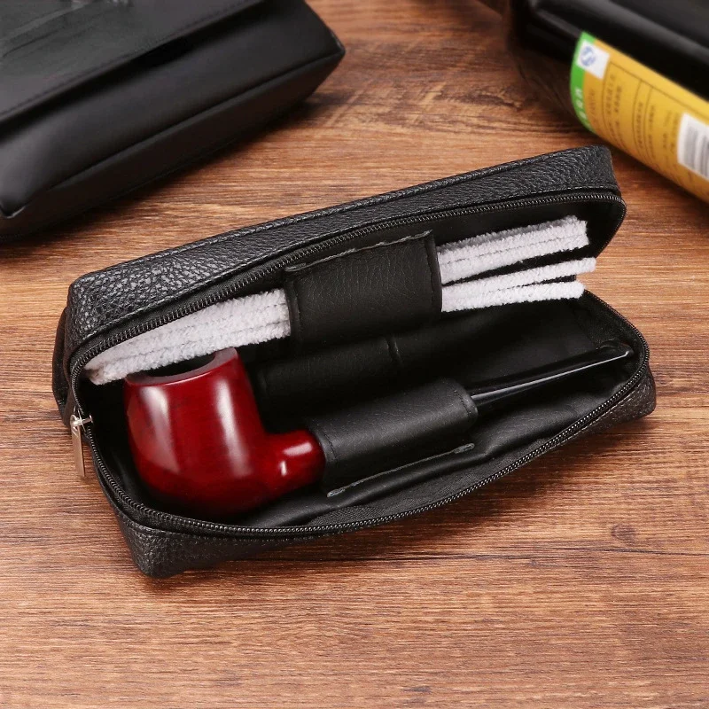 Portable Smoking Pipe Bag Soft PU Leather Tobacco Pipe Storage Bag for Travel Smoking Tools Accessories Pouch