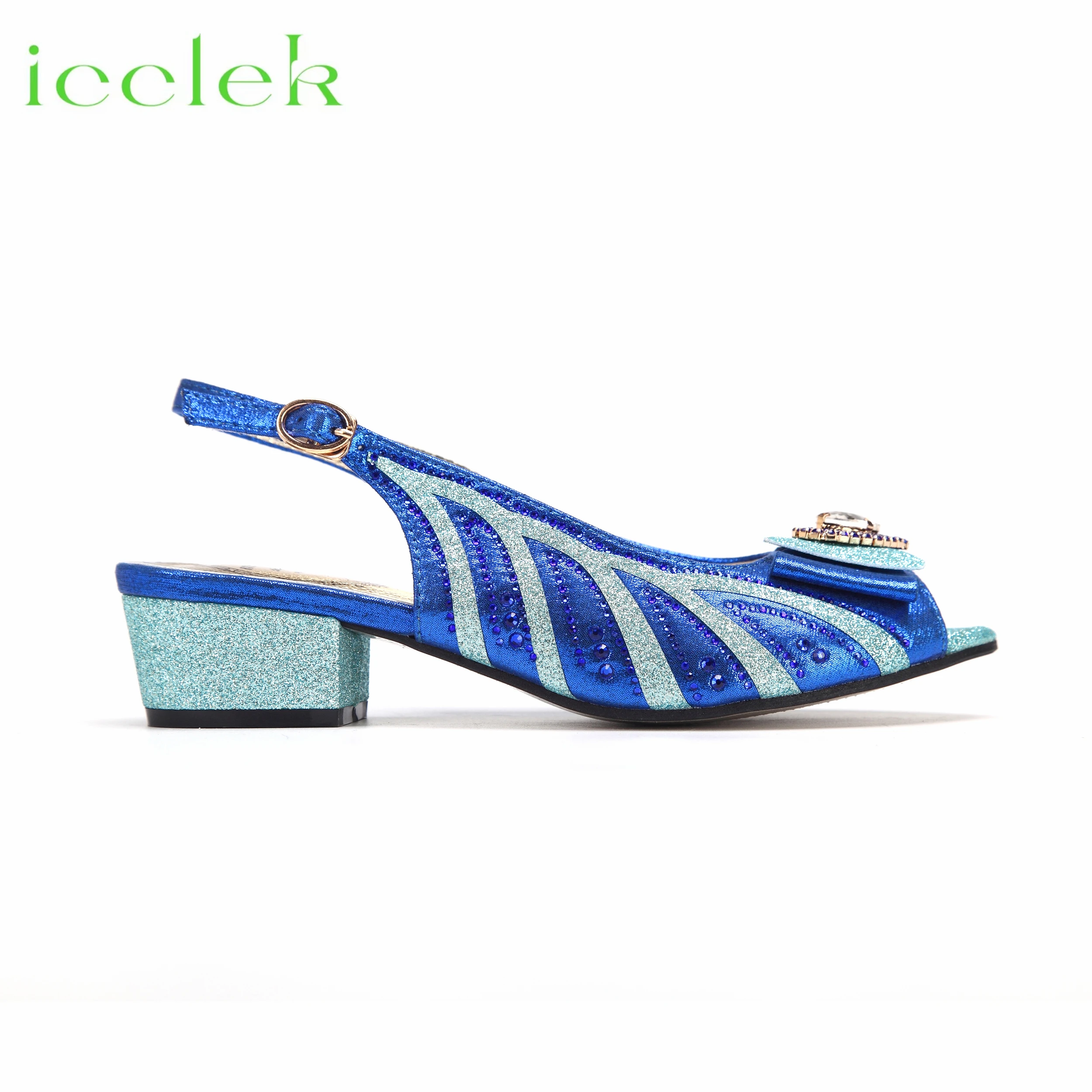 2024 Newest INS Style Royal Blue Elegant Low Heels Nigeria Popular Design African Ladies Shoes And Bag Set