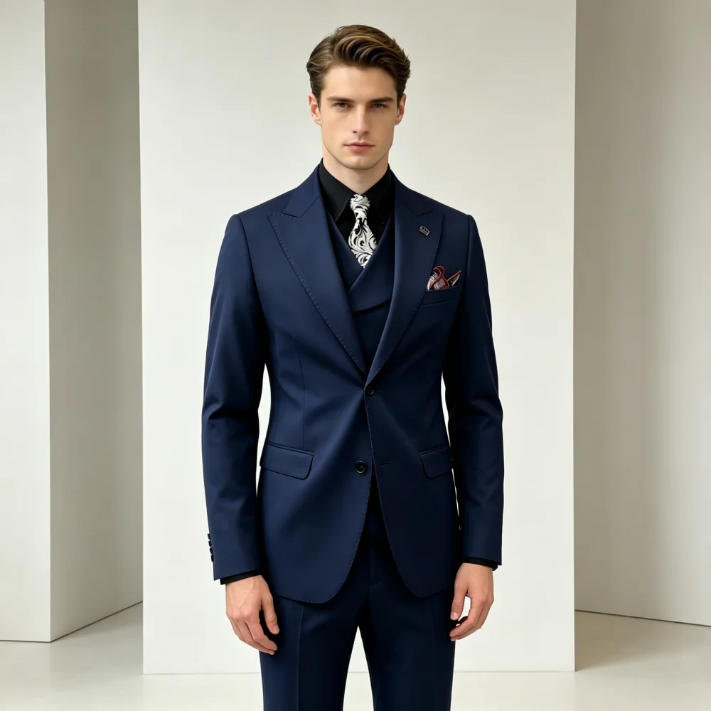 

Мужской повседневный костюм-тройка: пиджак, жилет и брюки. Модные мужские костюмы для свадьбы и торжественных мероприятий.