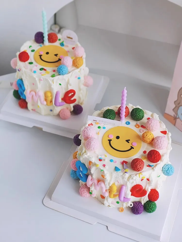 Smile Soft Glue Birthday Cake Baby Shower Wedding Party Cupcake Topper For Kids Boy Birthday Party Cake Decor Gifts