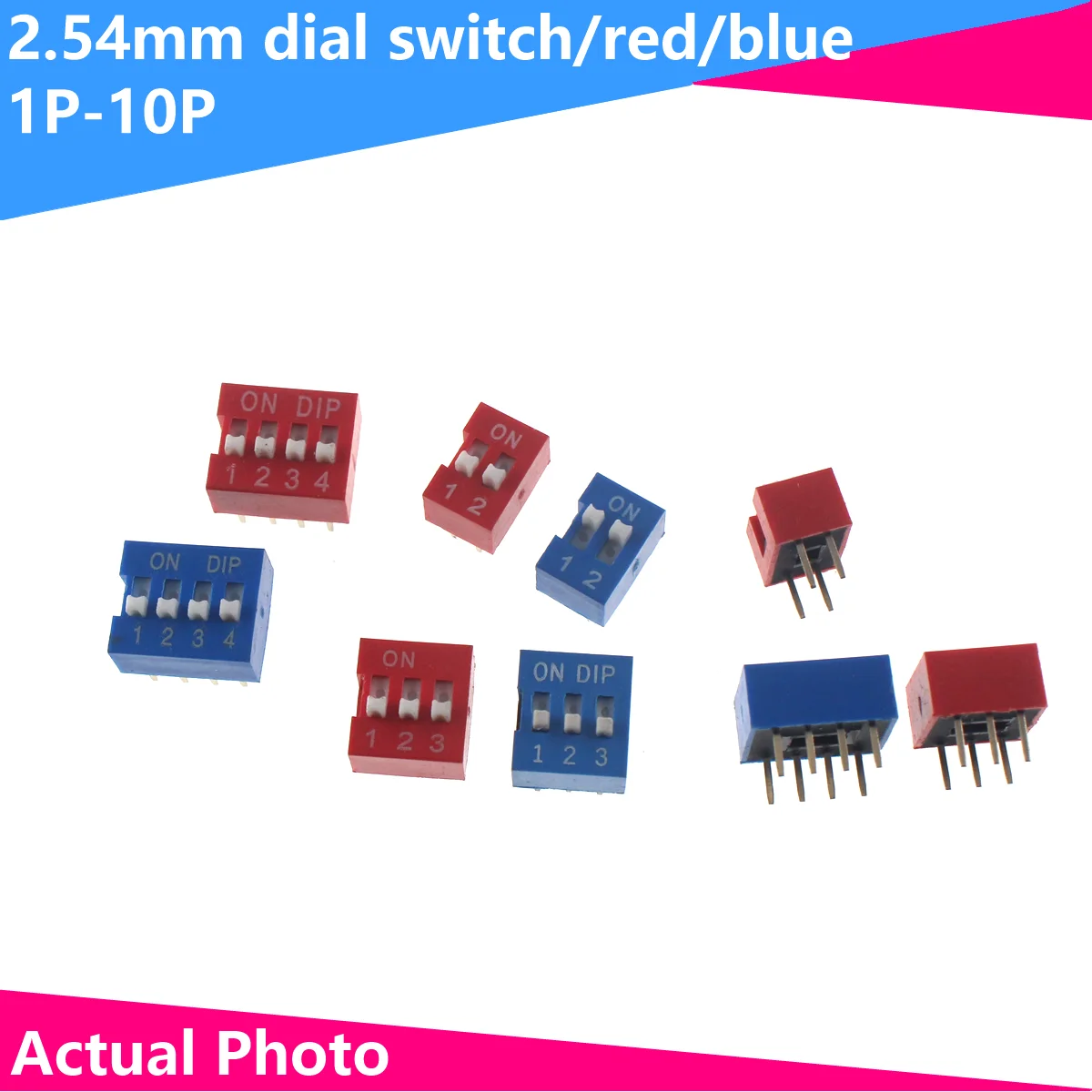 5PCS/10PCS Red, Blue Toggle Switch Spacing 2.54MM DIP Dial The Code Switch 1 2 3 4 5 6 7 8 9 10 12 PIN Quick Switch