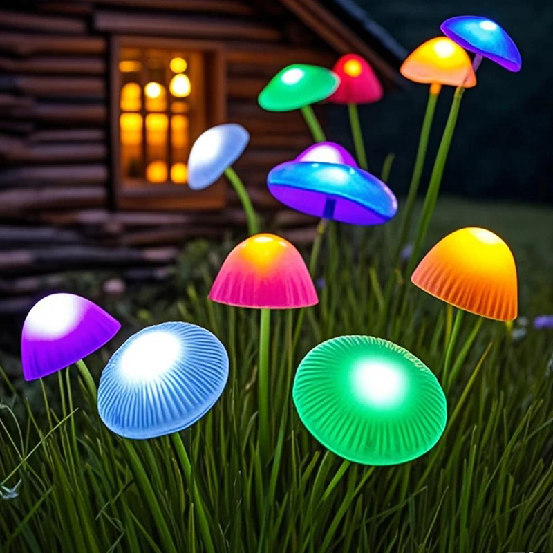 6LED Outdoor Solar Garden Lights Waterproof Mushroom Jellyfish Sway Lights For Patio Pathway Yard Balcony Decor Lawn Lamp