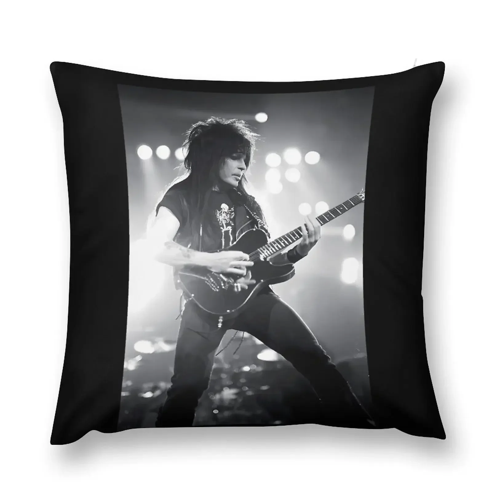 Mick Mars - BW Photograph Throw Pillow Cushions Luxury Pillow Cover Pillowcases Cushion Covers Sofa Sofa Cushions Covers pillow