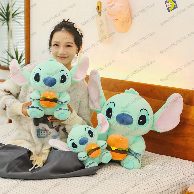 

Disney Kawaii Stuffed Doll Burger Stitch Plush Toy Large Cartoon Angel Doll Kids Adults Birthday Gift Anime Lover Cute Stuffed