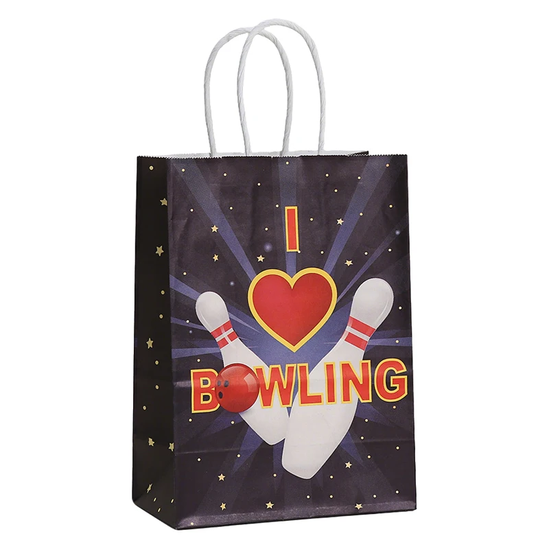 12Pcs Sports Let's Bowling Paper Gift Packing Bags Candy Snack Shopping Bag for Sports Theme Birthday Retirement Party Decor