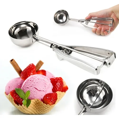 Evvehediyelikeşya Stainless Steel Medium Check Drop Ice Cream Pickup Spoon 21 cm x 5 cm