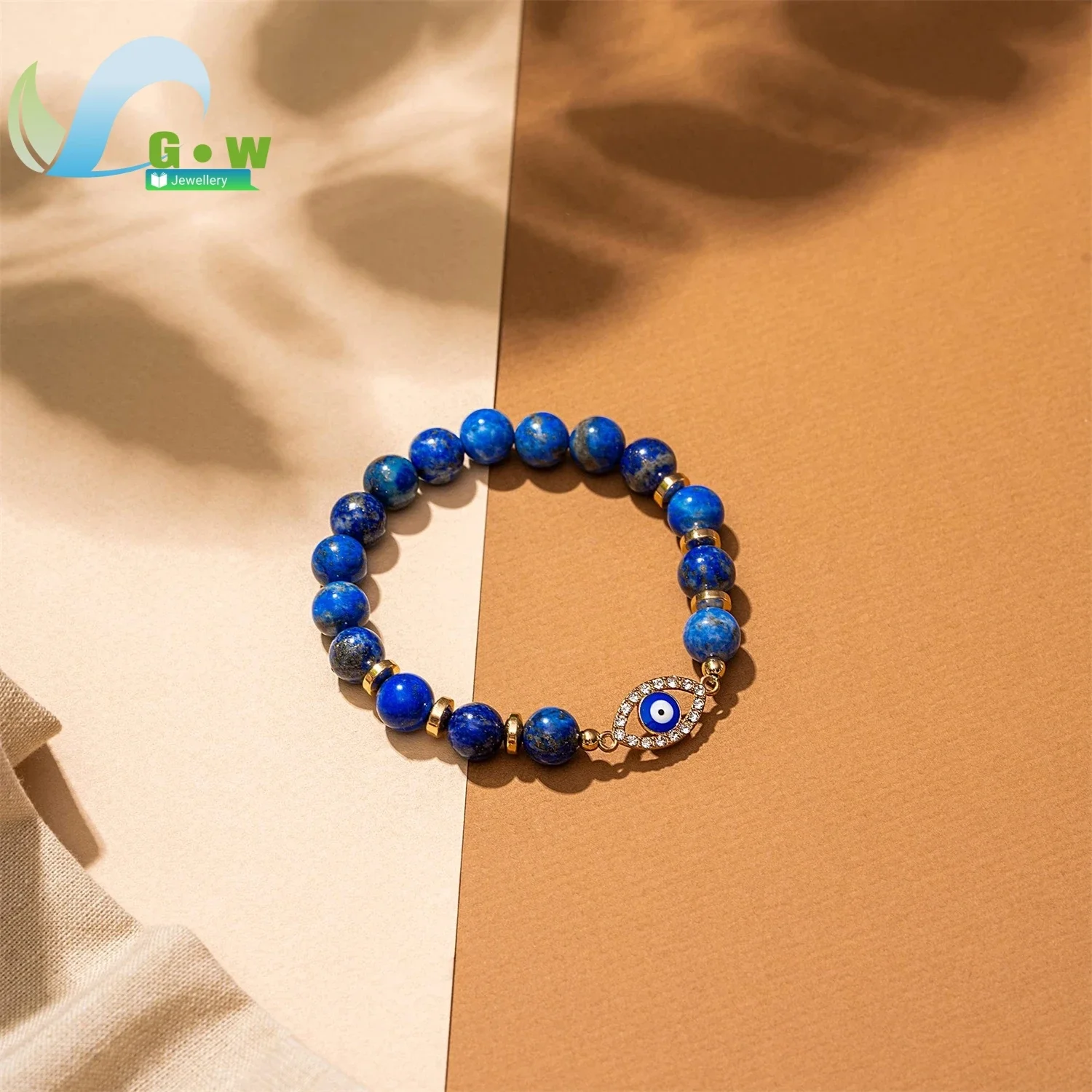 Evil Eye Beaded Bracelet Natural Lapis Lazuli Stone Adjustable Spiritual Jewelry for Unisex Protection Energy Blue Charm Gift
