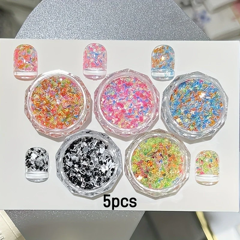 Arte de uñas con cielo estrellado de color dopamina: diseño de lentejuelas de color caramelo, decoración vibrante para decoración de uñas DIY en verano japonés y coreano