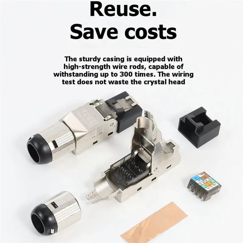 ABUG-RJ45 Cat6a Connector Shielded Toolless Modular Termination Plug 10PCS 2000Mhz 40G LAN Cable For 22AWG-24AWG