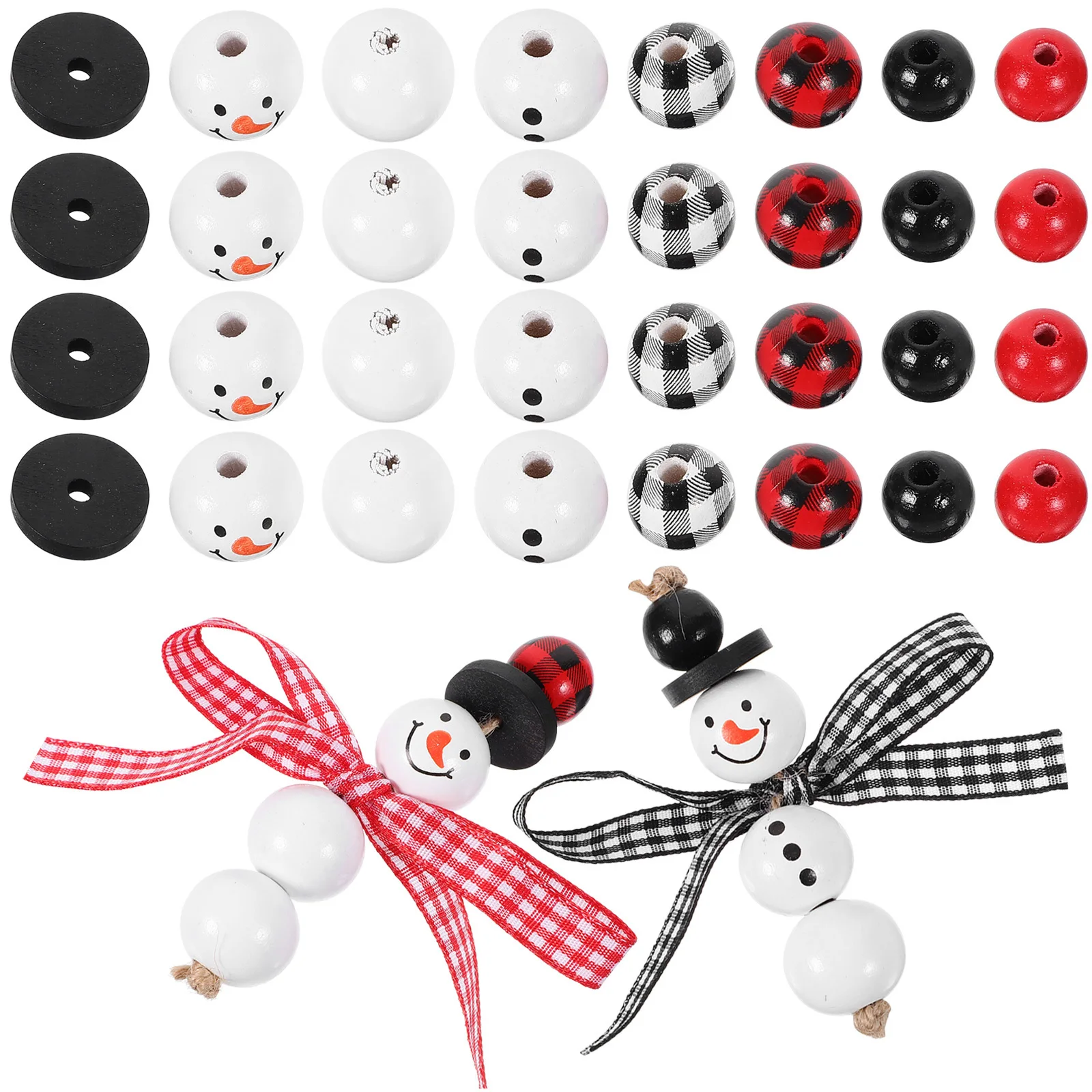 

1Set Christmas Wooden Beads Smooth Round Size DIY Craft Loose Spacer Beads for Garland Making Jewelry DIY Bracelets Necklaces