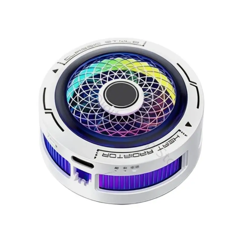 96BA Semiconductor Phone Cooling Fan with Attachment and Back Clip, Multicolor Light for Gaming, Recording, Daily Use