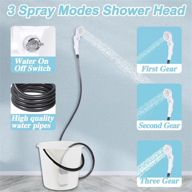 

IP68 waterproof outdoor shower, portable outdoor camping shower with power display, suitable for hiking, beach, pet watering