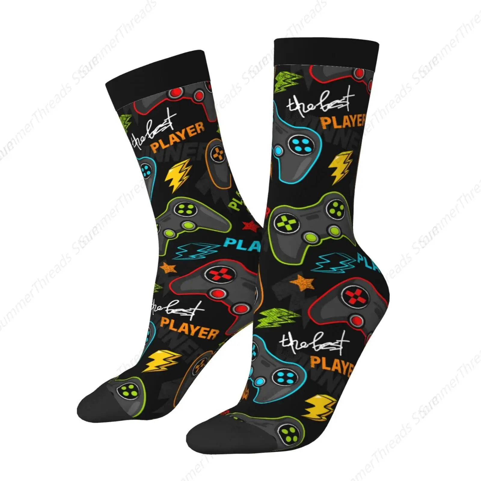 Socks, Gamer Player Gampad Funny Crazy Socks Gift for Men/Women Unisex Novelty Casual Crew Socks