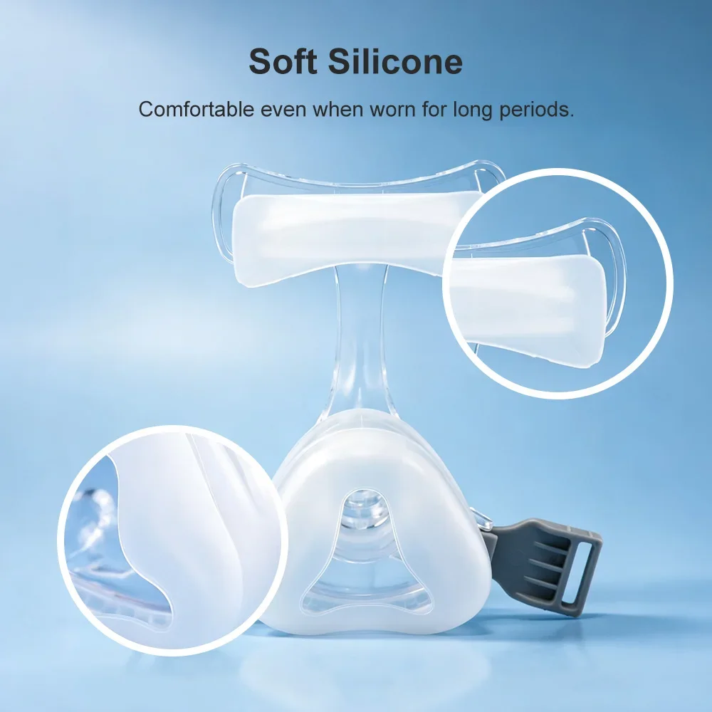 Anti-Schnarch-CPAP-Nasenmaske, Vollgesichtsmaske, Größe M/L, weiche Silikonmaske für Apnoe-Geräte, CPAP-BPAP-Maschine, Schlafapnoe-Nasenmaske – Detail 2