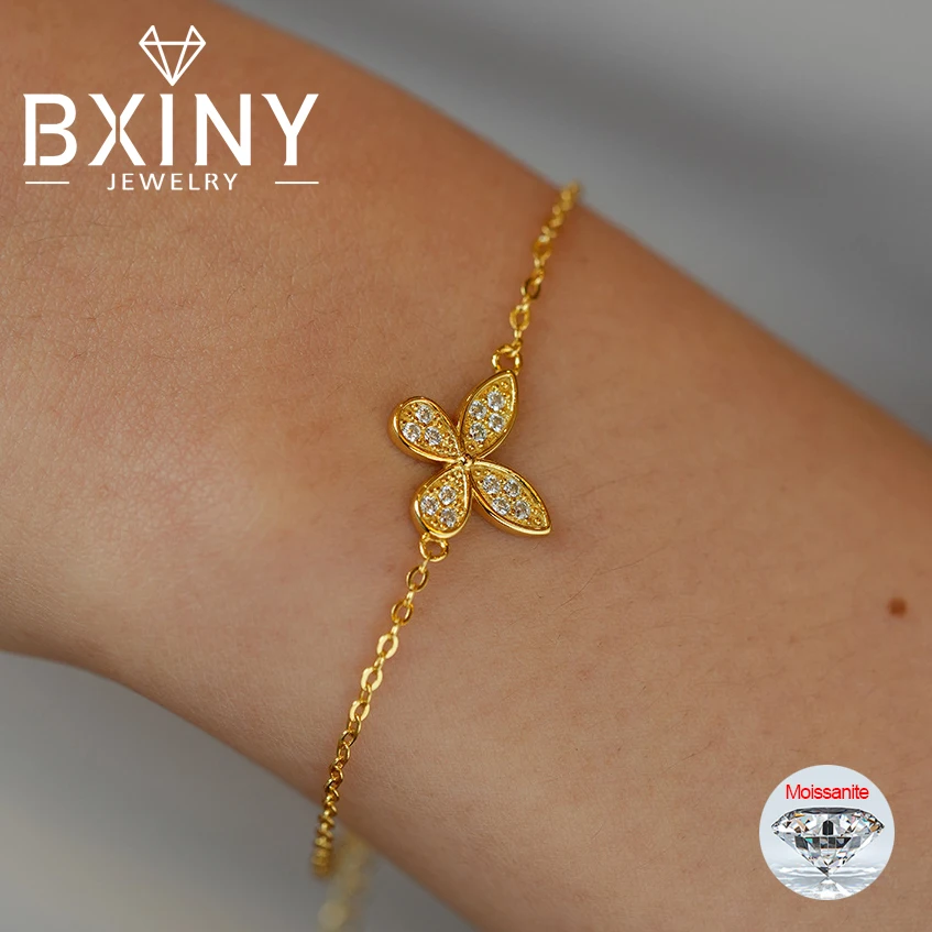 

BXINY All Moissanite Butterfly Bracelets 925 Sterling Silver for Women D Color Lab Diamond Hand Chain Gift Fine Jewelry With GRA