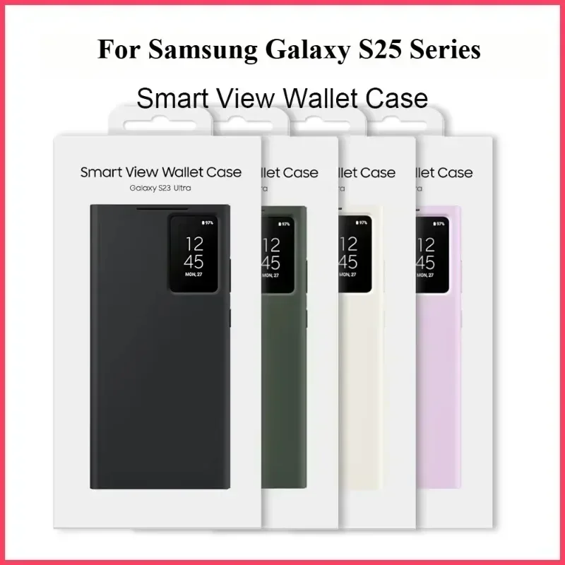 

Оригинальный кожаный флип-чехол Business Sle S-view Display Windows для Samsung S25 Edge S24/23/22 Ultra Plus Card Solt Protect Cover