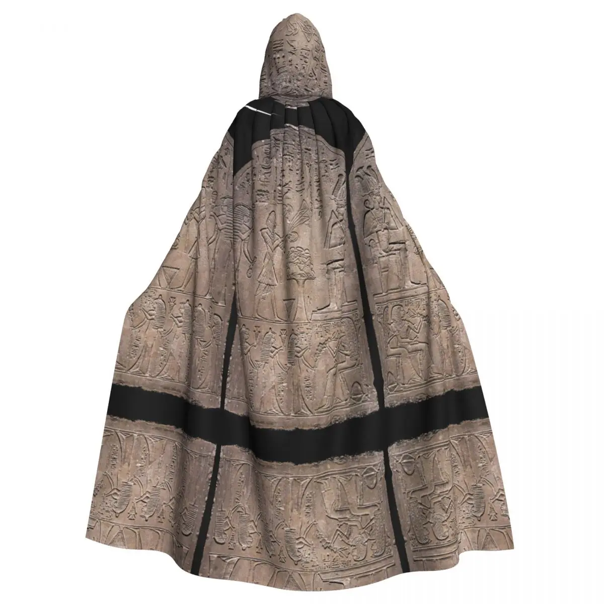 Ancient Stone Carving Cloak with Historical Relic Design for Archaeological Cosplay Unisex Cloak with Hood Long Costume Cosplay