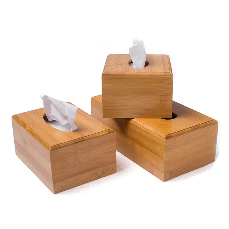 

Fashion Style Bamboo Square Tissue Box Creative Wood Napkins Holder Storage Case Organizer Eco-Friendly Wood Table Decor