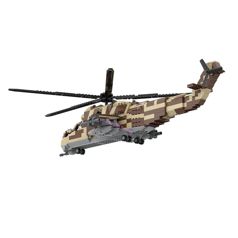 873PCS WW2 Military MOC Mi-24 HIND large helicopter gunship Model creative ideas high-tech ChildrenToy Gift Fighter Plane Blocks