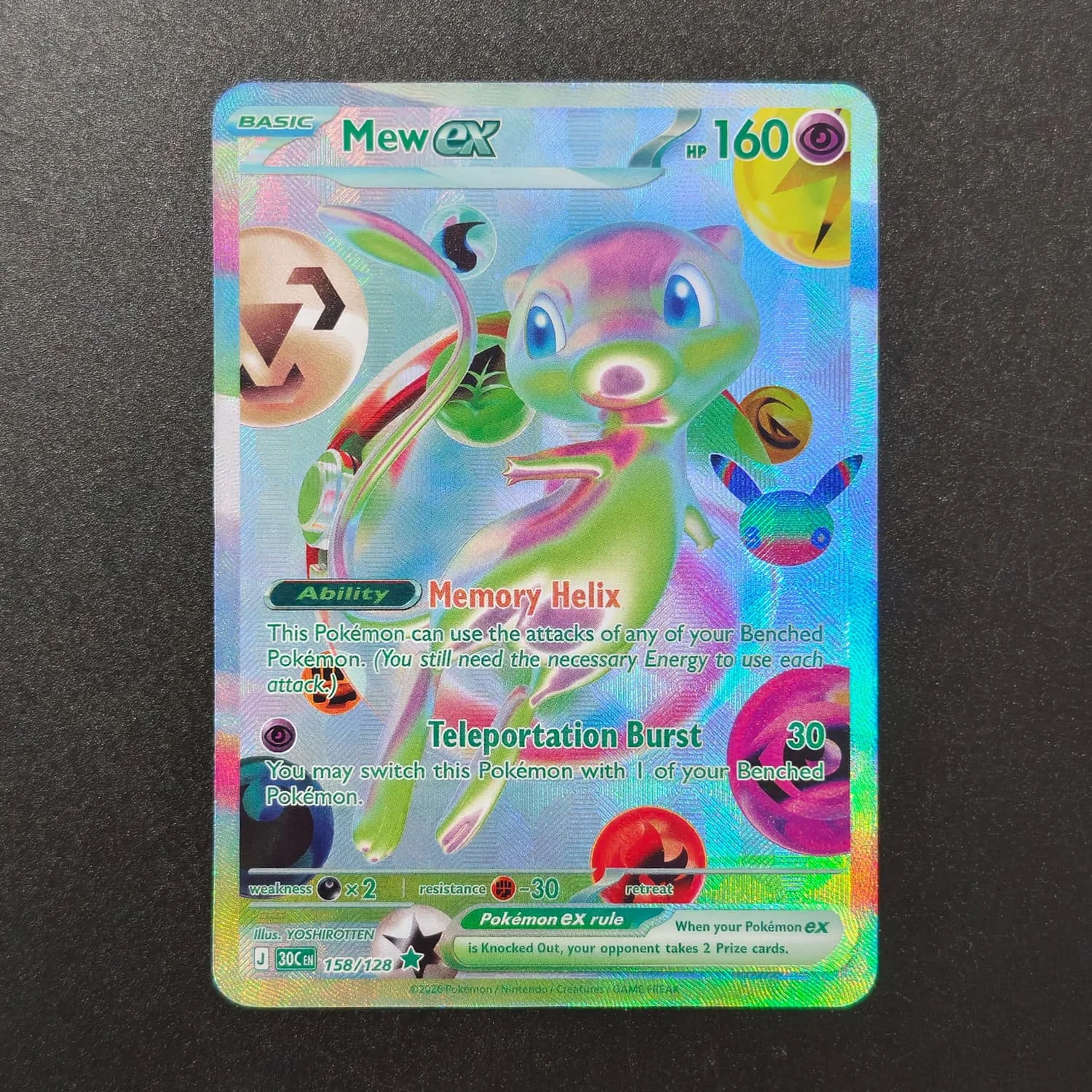 DIY Proxy Pokemon PTCG English 30TH Celebration Futuristic Cyber Mmetal Mewtwo ex #157 Mew #158 Game Collection Card Toy view 4