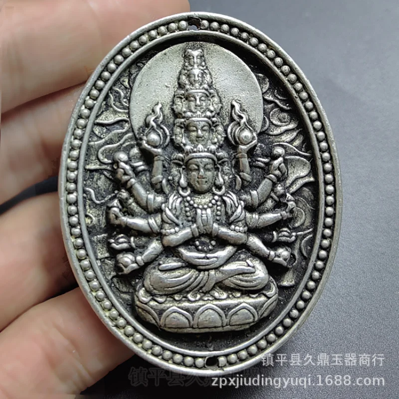 , waist , white copper Thousand-Armed Avalokiteshvara pendant, antique-style decoration