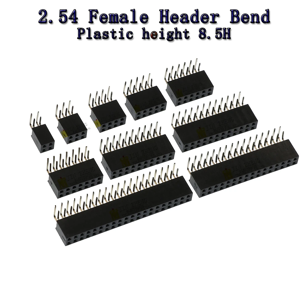 10PCS 2.54MM 피치 더블 행 직각 암 핀 헤더 H8.5 2X2/3/4/5/6/7/8/10/20/30/40PIN 스트립 커넥터 소켓