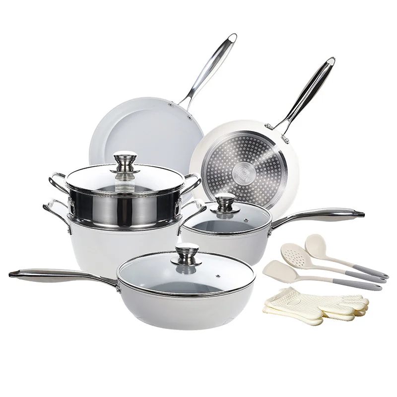 

Ceramic Non-Stick Wok Set Wok Frying Pan Stockpot High Surface Level Wok Set Five Pieces Pan