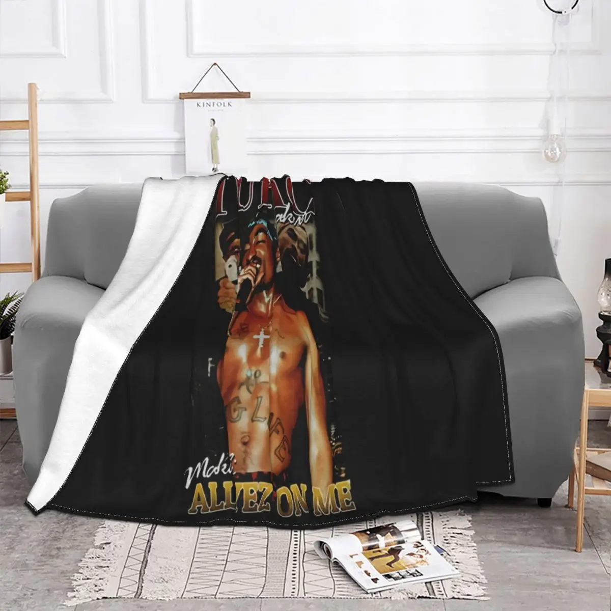 Tupac Shakur All Eyez On Me 2 Pac Black Unisex Women Men Pure Present Geek Hot Sale Rock Throw Blanket