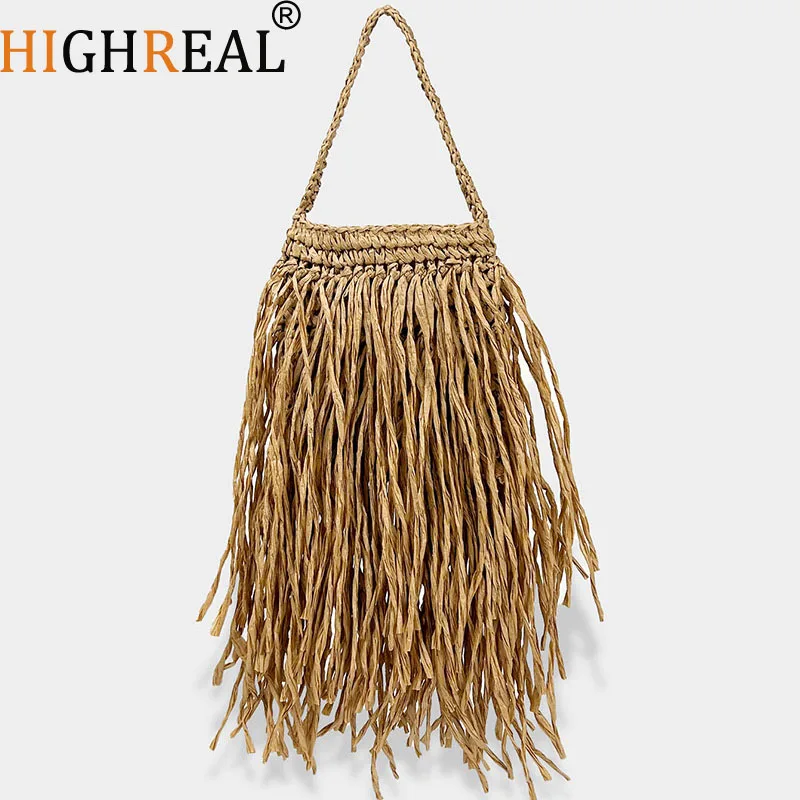

Повседневные тканые женские сумки на плечо с кисточками, женские сумки ручной работы с бахромой, летняя пляжная сумка-тоут, кошелек для покупок для отпуска