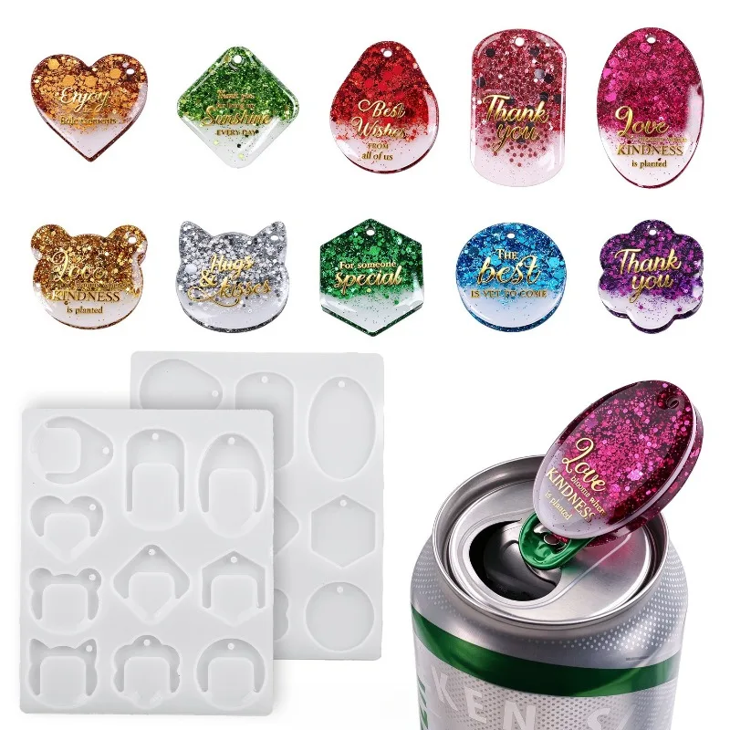 Bottle Opener Keychain Silicone Mold Can Tab Opener Resin Casting Mould DIY Keychain Bag Charm Car Keyring Purse Pendant