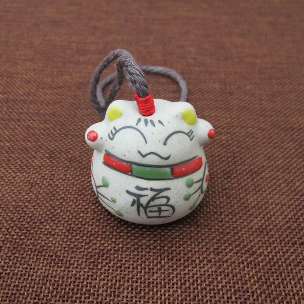 Japanese Style Ceramic Lucky Fortune Cat Bell Wind Chimes Pendant Ornament Windbell Art Crafts Decor Ornaments Gifts