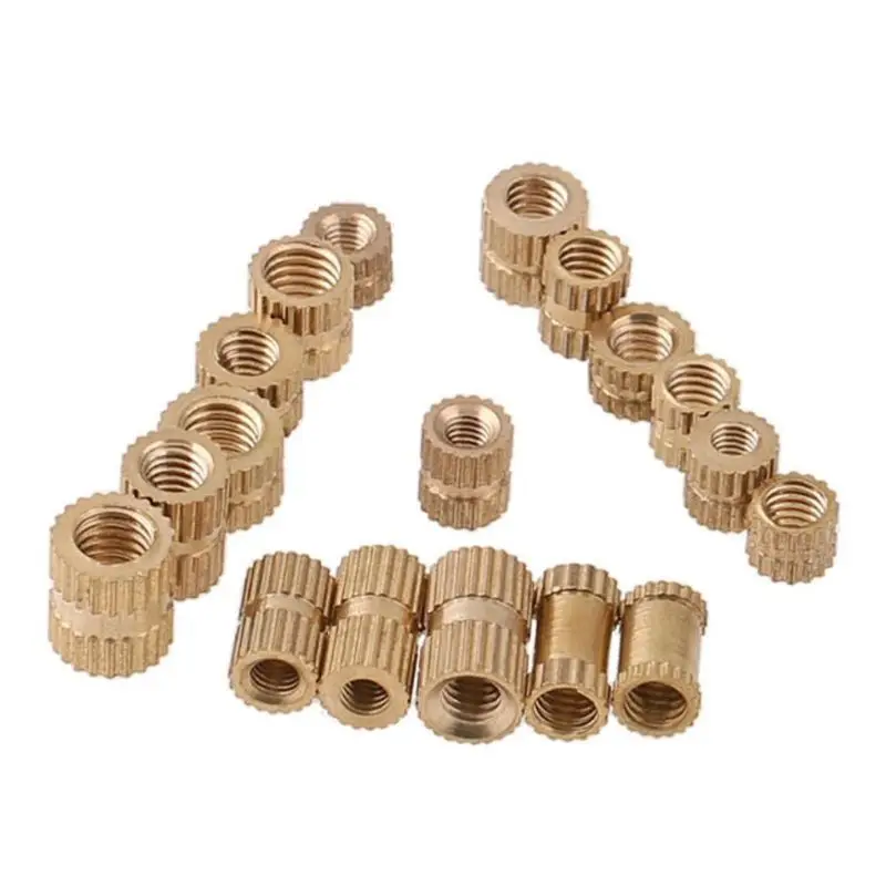 140pcs M6 Eco-friendly Brass Knurled Cylinder Insert Nuts, Mold-in Embedded Thread Nuts for Plastic Injection