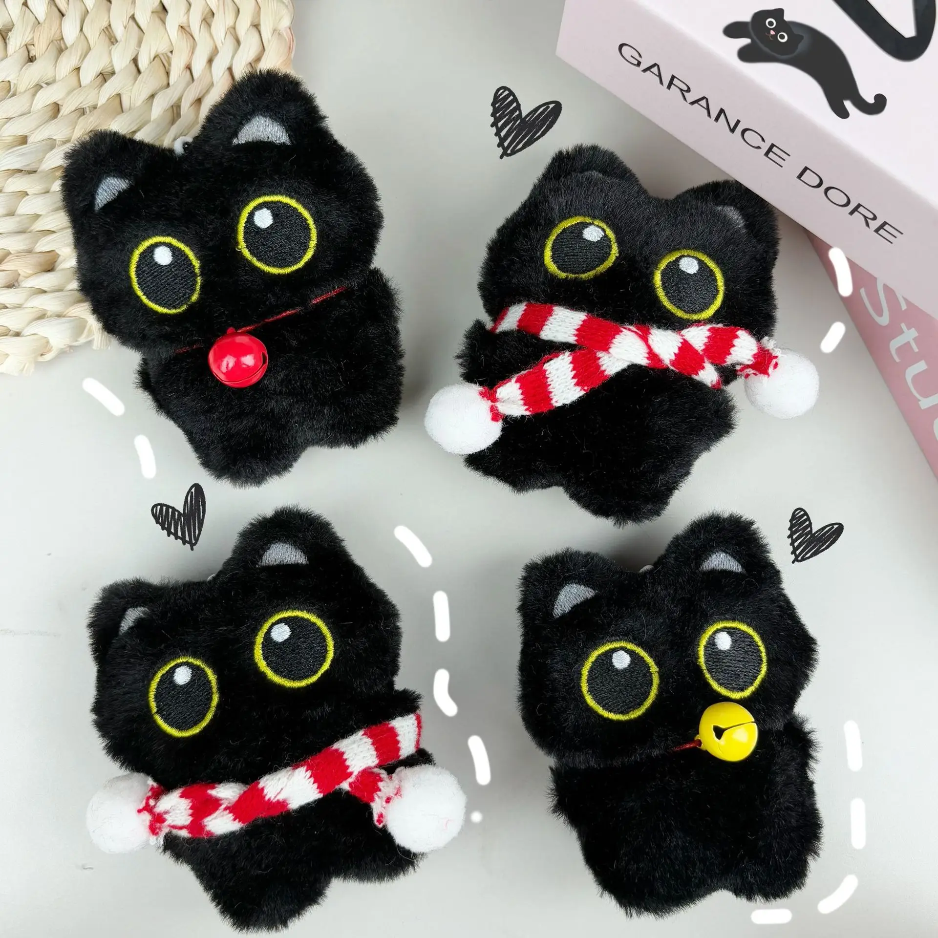 

Cute Black Cat plush toy Model Doll Pendant 10 cm Keychain Cartoon Soft Animal Stuffed Doll Pendant Backpack Bag Decoration Gift